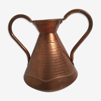 Vase en cuivre martelé avec 2 grande anses vintage