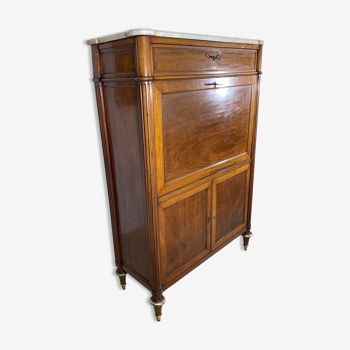 Secretary Louis XVI 1780 in Mahogany, white marble.