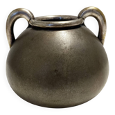 High-Quality Art Deco Burnished Silvered Brass Vase, Italy