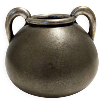 Vase Art déco en laiton argenté bruni de haute qualité, Italie