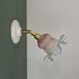 Vintage pink and clear glass tulip wall light.