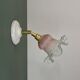 Vintage pink and clear glass tulip wall light.