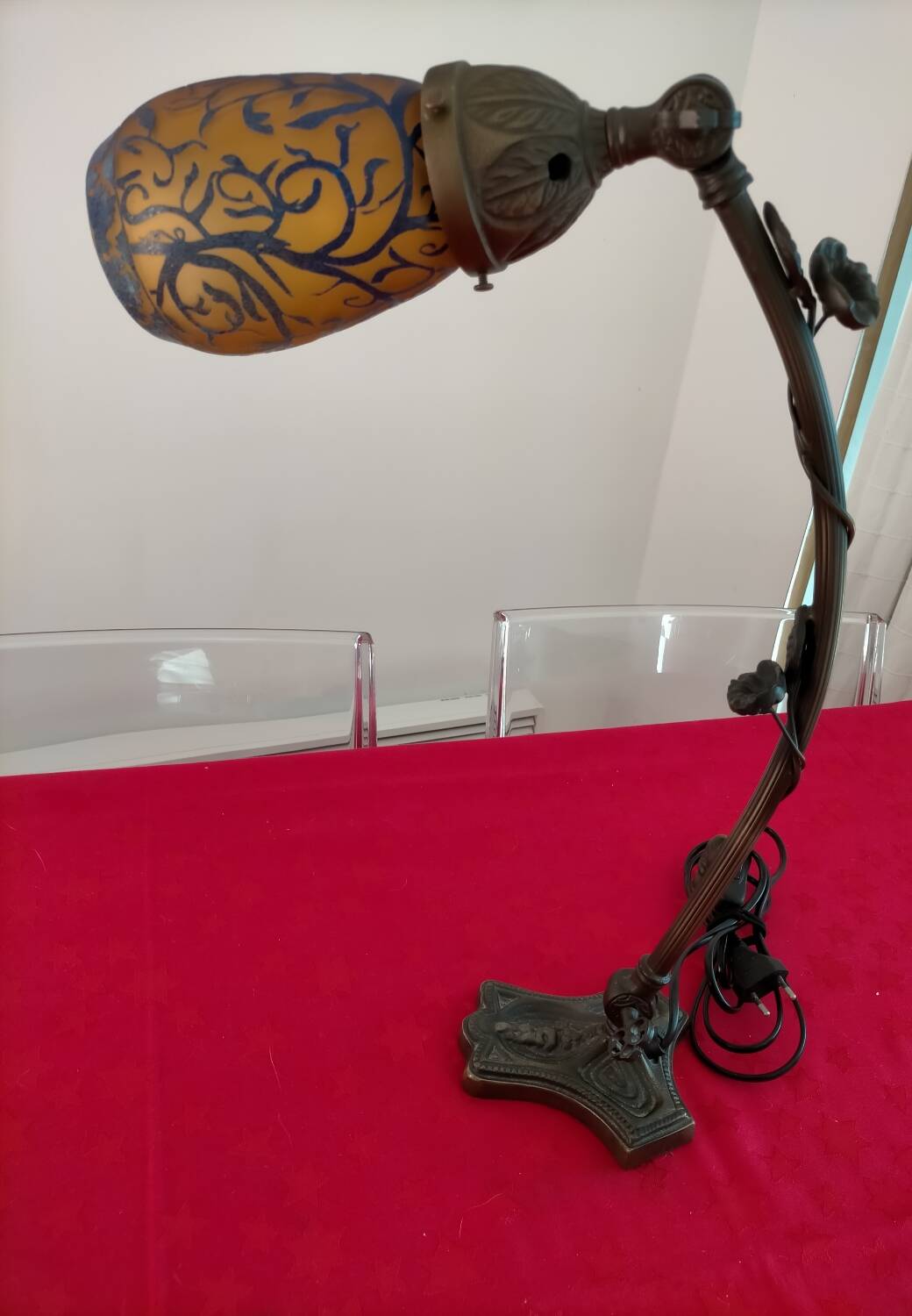 Articulated glass paste lamp, Art Nouveau