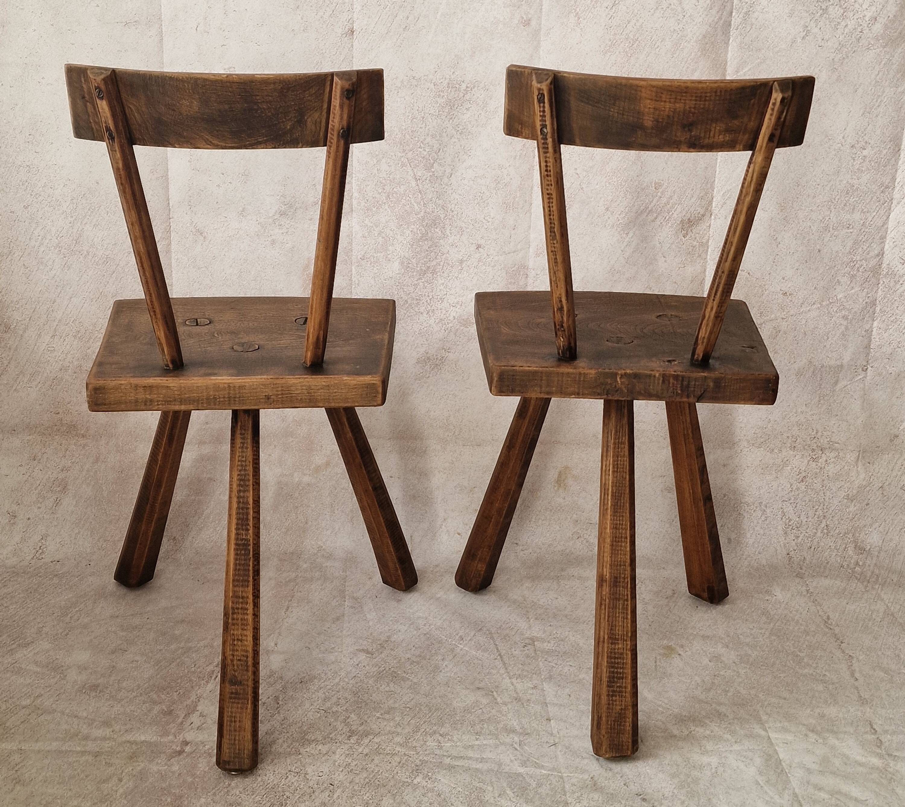 pair of brutalist wabi sabi style chairs