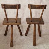 pair of brutalist wabi sabi style chairs