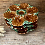 4 vintage slurry oyster plates