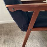 Scandinavian armchair in teak and velvet from the 60s