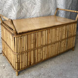 Vintage rattan bench chest