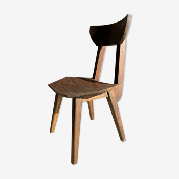 Solid wood chair with hexagonal seat