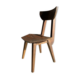 Solid wood chair with hexagonal seat