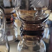 5 Engraved smoked glasses — 70s