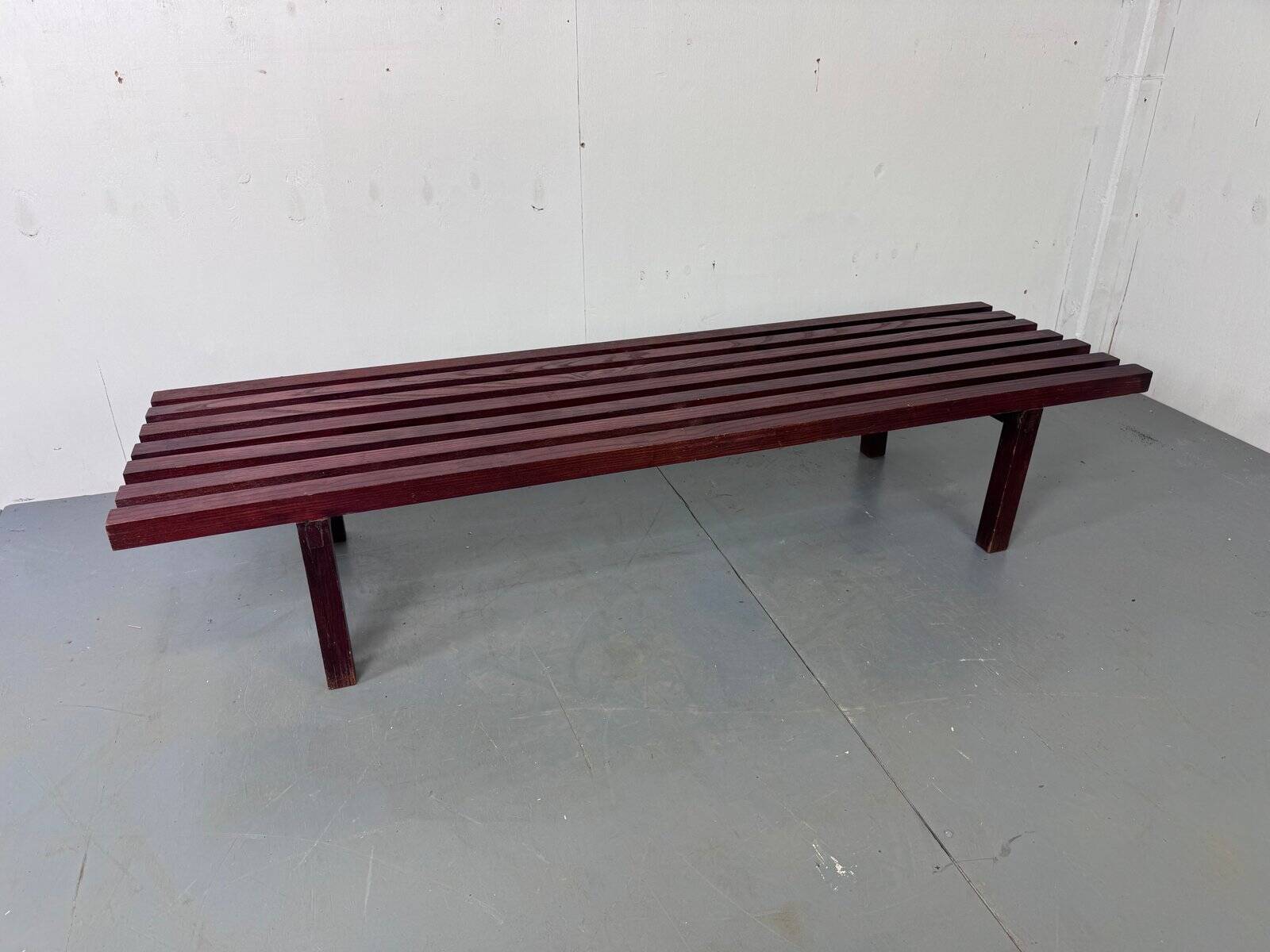 Mid-century modernist wooden wenge slat bench coffee table by Gijs Bakker for Castelijn, 1970s