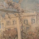 Peinture ancienne aquarelle sud de la France février 48
