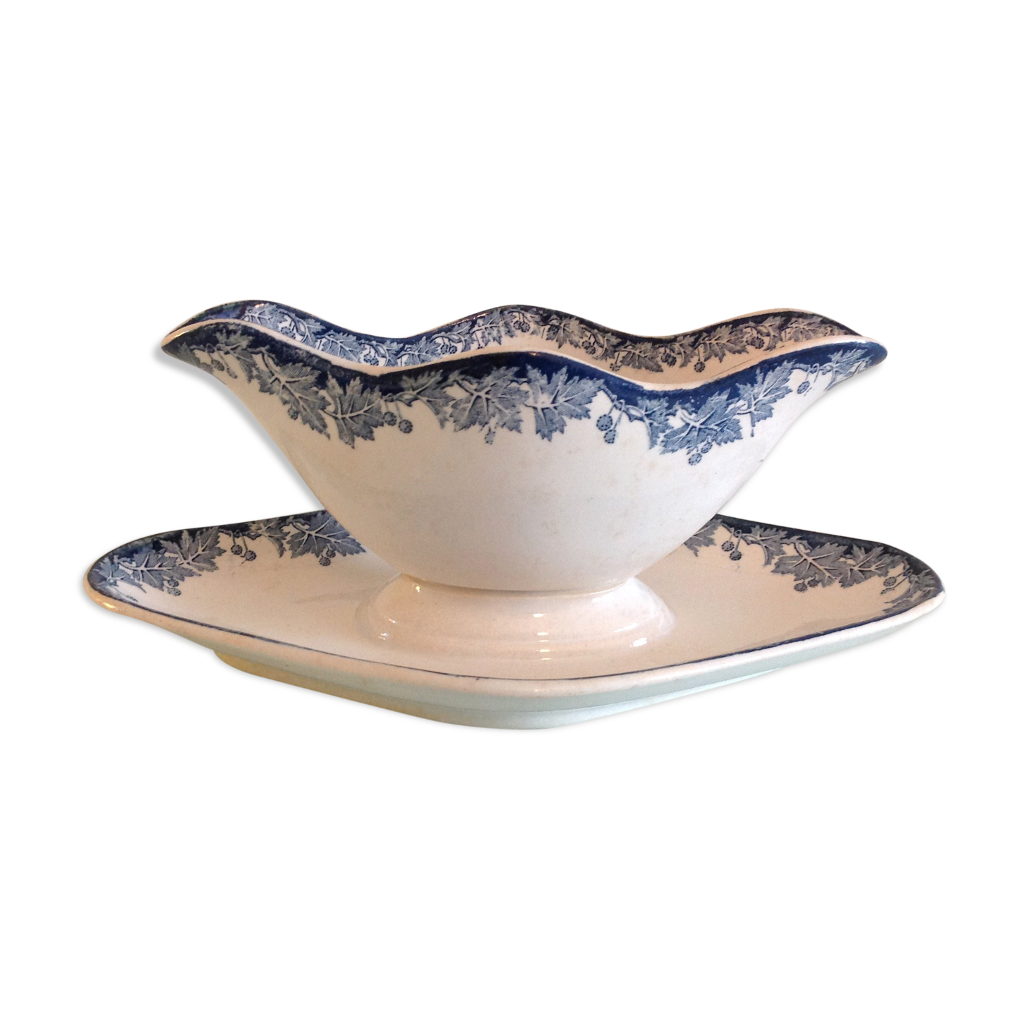Saucière decor platane des faienceries  de St Amand et Hamage / vintage années 40-50