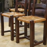 Set of 4 chairs in elm and straw by Aranjou 1950s