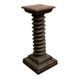 French antique wooden pressoir press screw column converted into sculptural pedestal