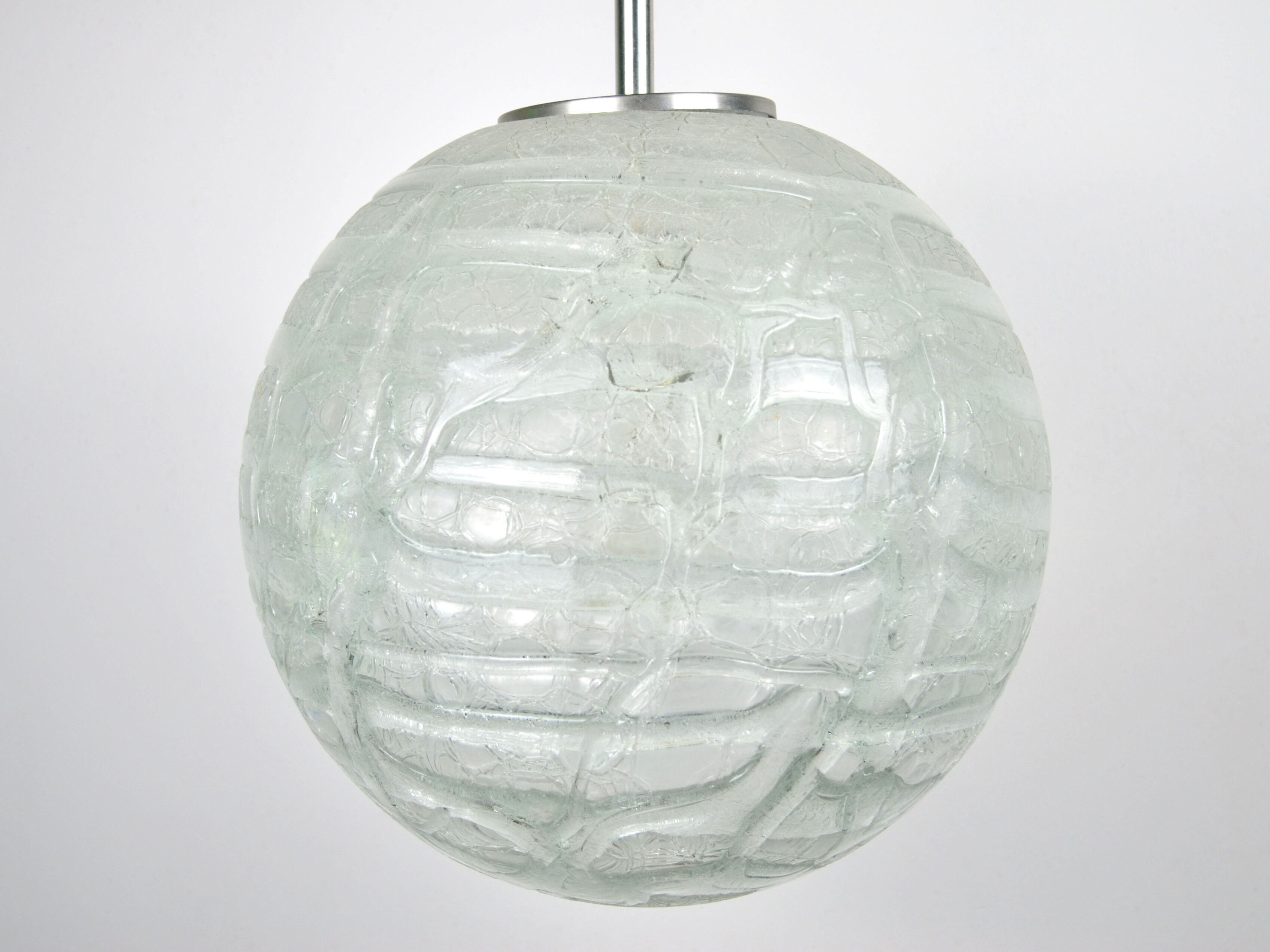 Mid Century frosted Murano glass globe pendant light by Doria Leuchten
