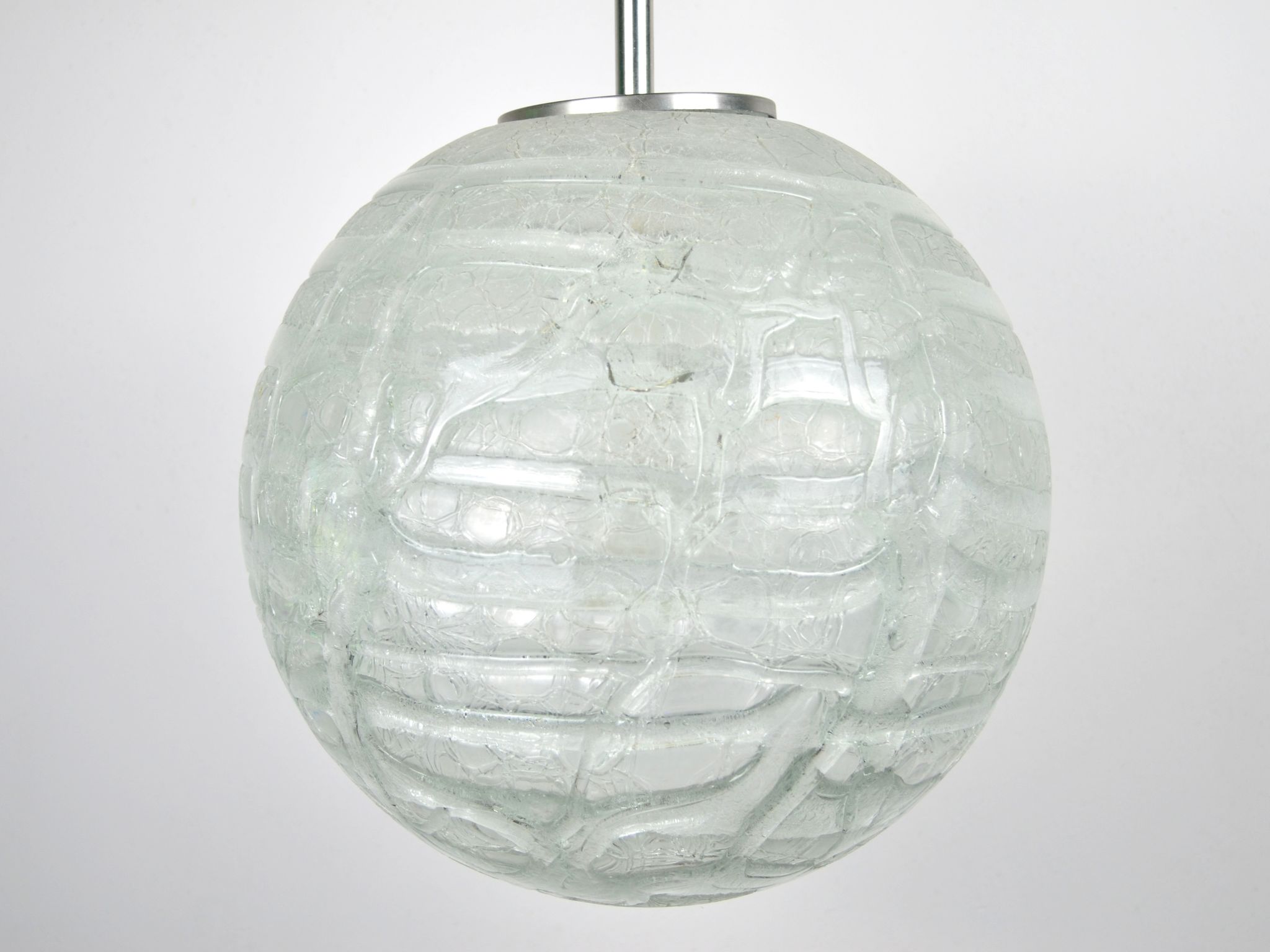 Mid Century frosted Murano glass globe pendant light by Doria Leuchten