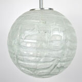 Mid Century frosted Murano glass globe pendant light by Doria Leuchten
