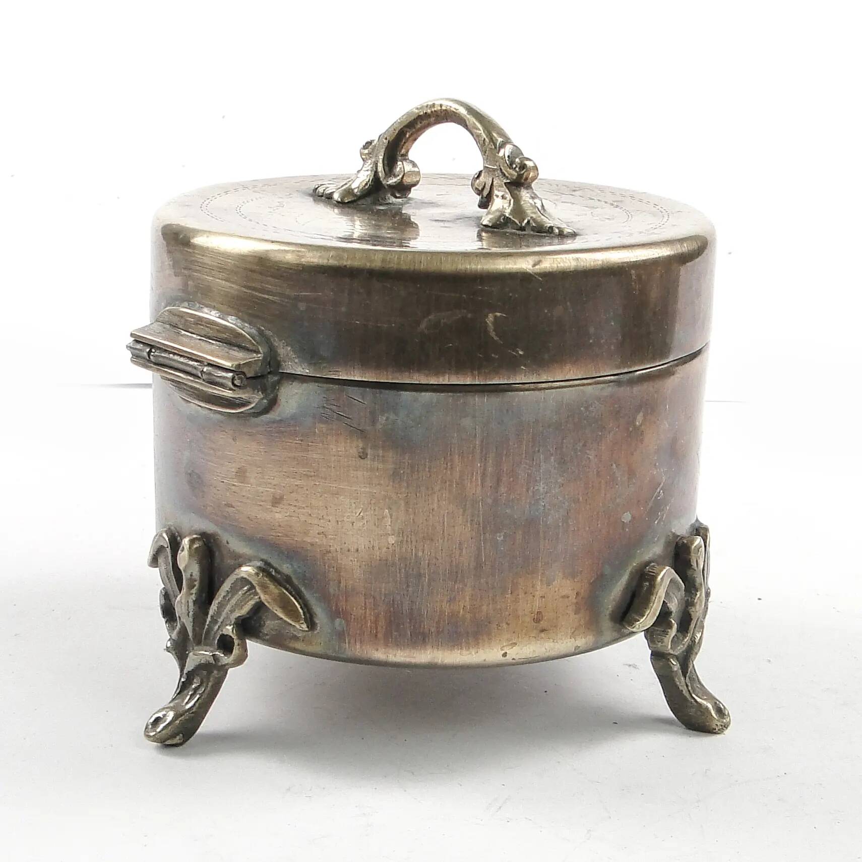 Art Nouveau sugar bowl, silver-plated brass, Hungary, early 20th century