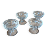 4 small old glass cups