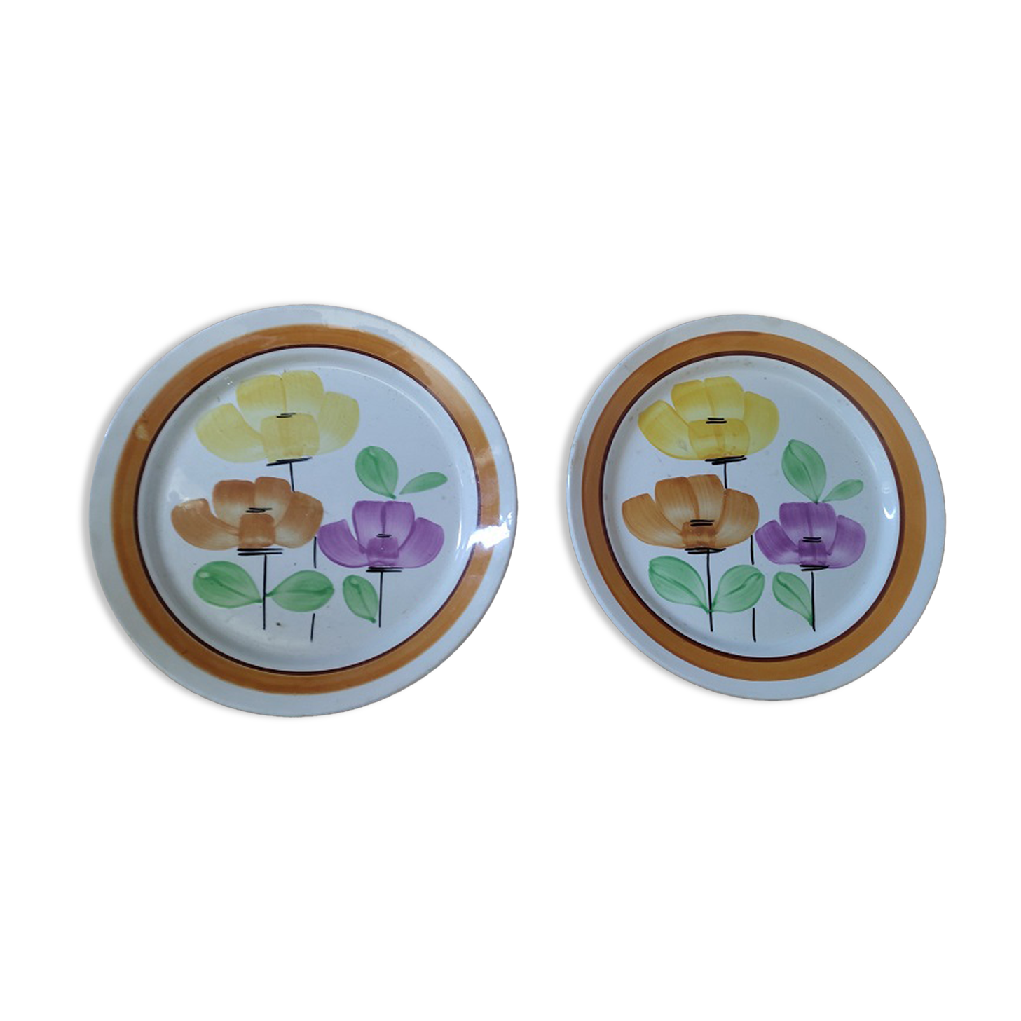 Plates Porcelain Digoin Anemones Sarreguemines Old dp 0722127