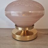 Pink Deveau glassware in touch lamp