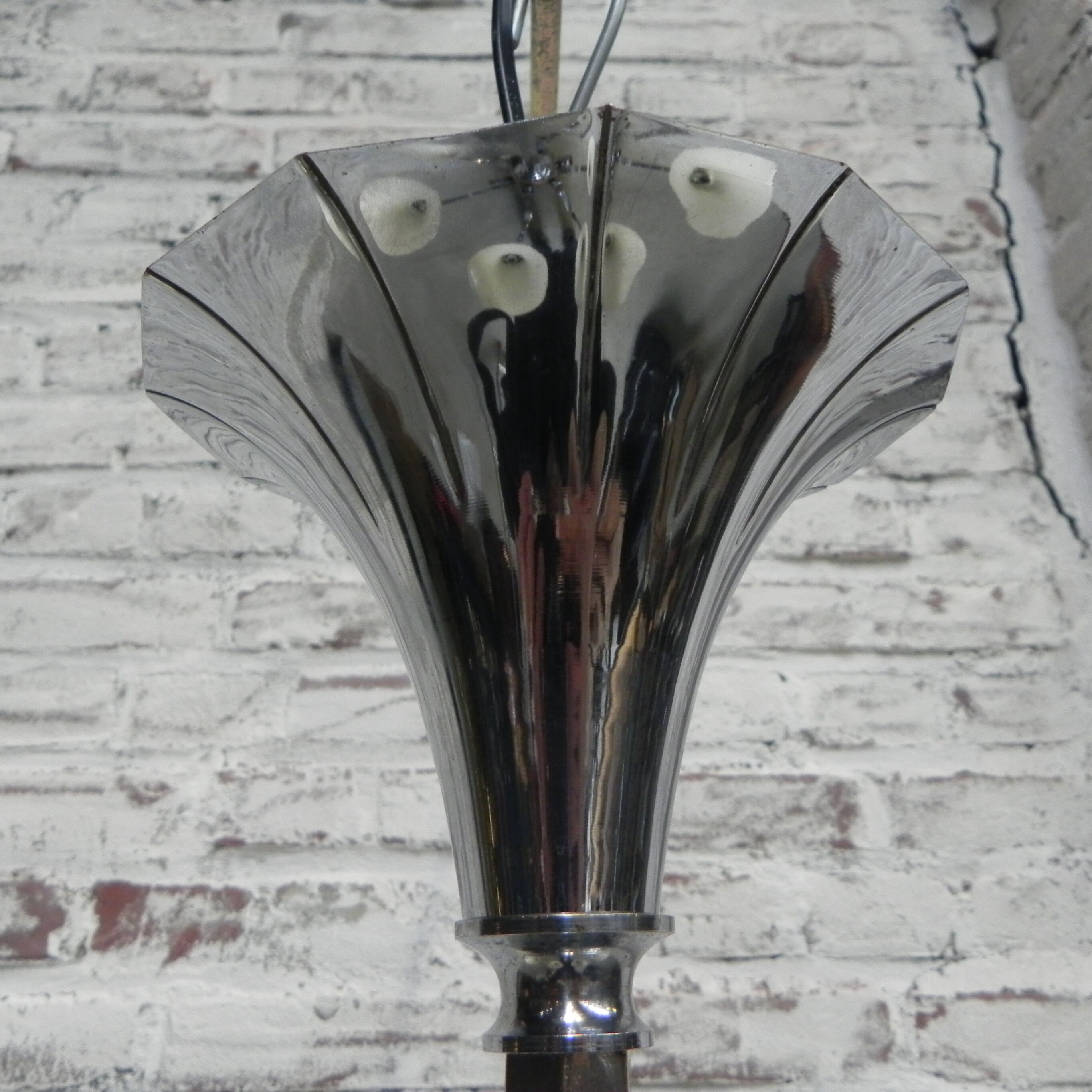 Art Deco hanging lamp with 6 chromed vials