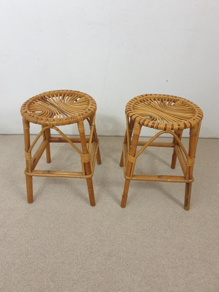 Vintage rattan stools