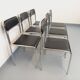 Set of 6 vintage Italian stackable chairs in chrome metal and skai.