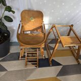 Chaise haute ancienne bébé vintage années 40