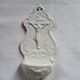Antique Baptismal Font in Fine Faience Creil and Montereau White Christ Cross