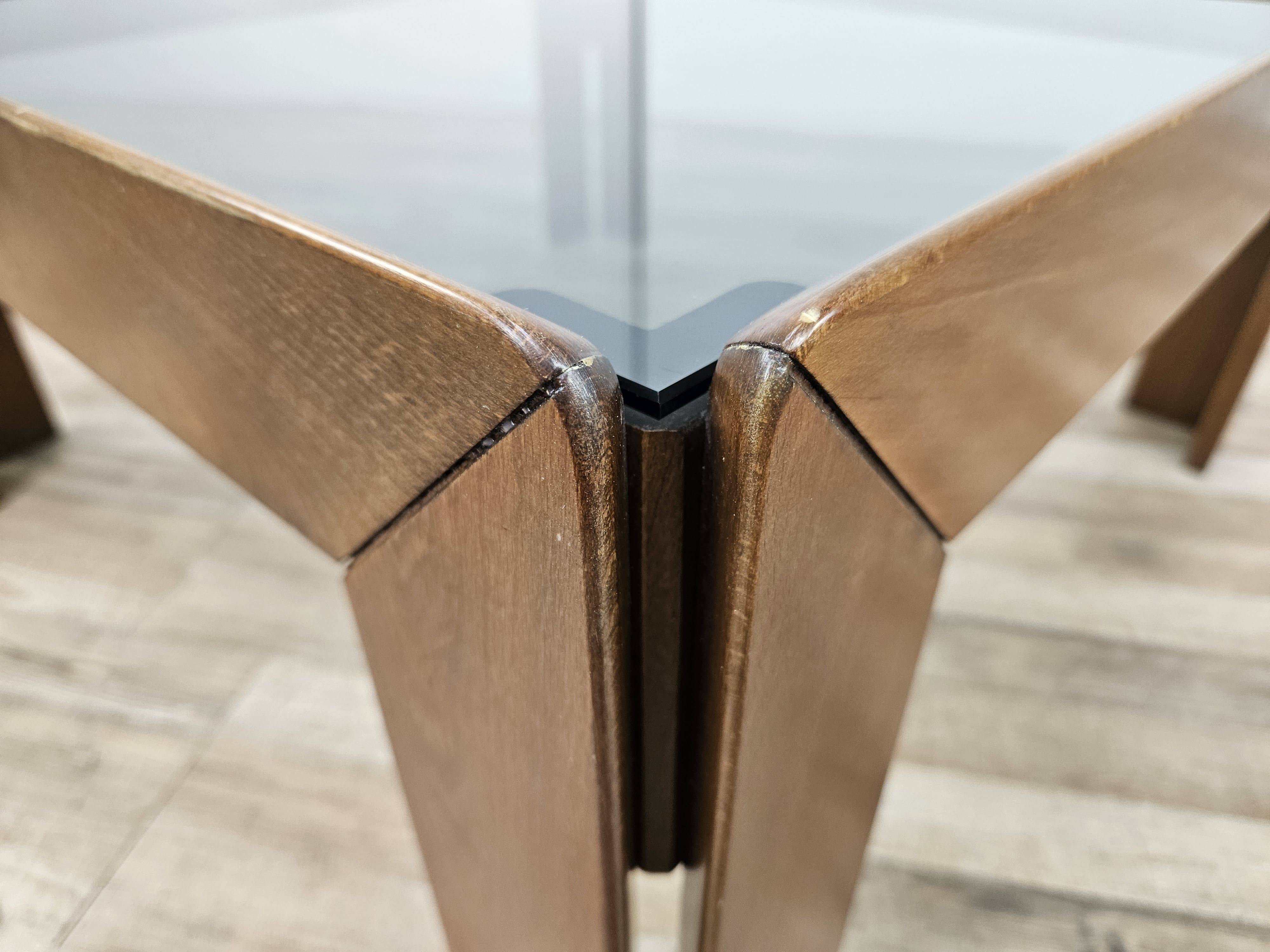 1960s coffee table by Afra and Tobia Scarpa for Cassina with smoked glass