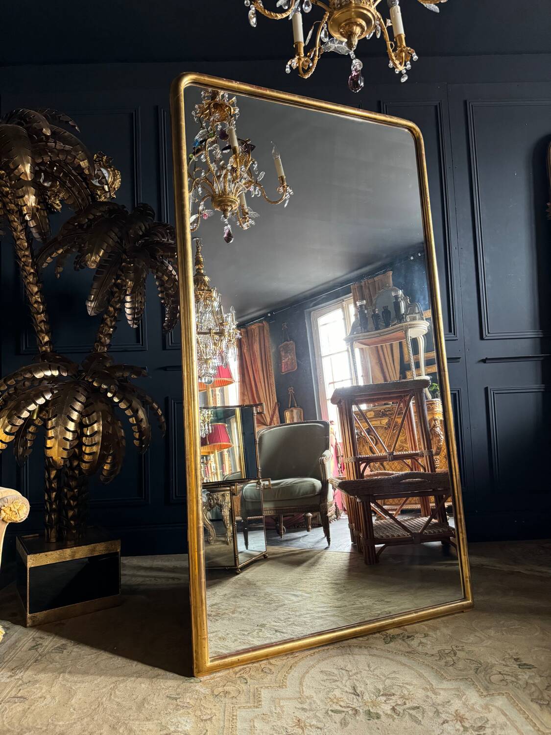 Miroir de cheminée d’époque louis philippe en bois doré (1m88x1m03) xixe