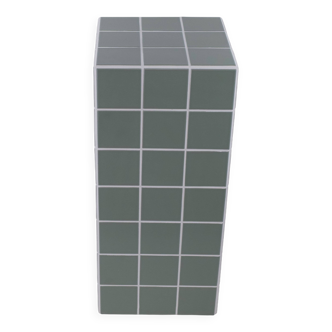 Column, side table in green ceramic tiles