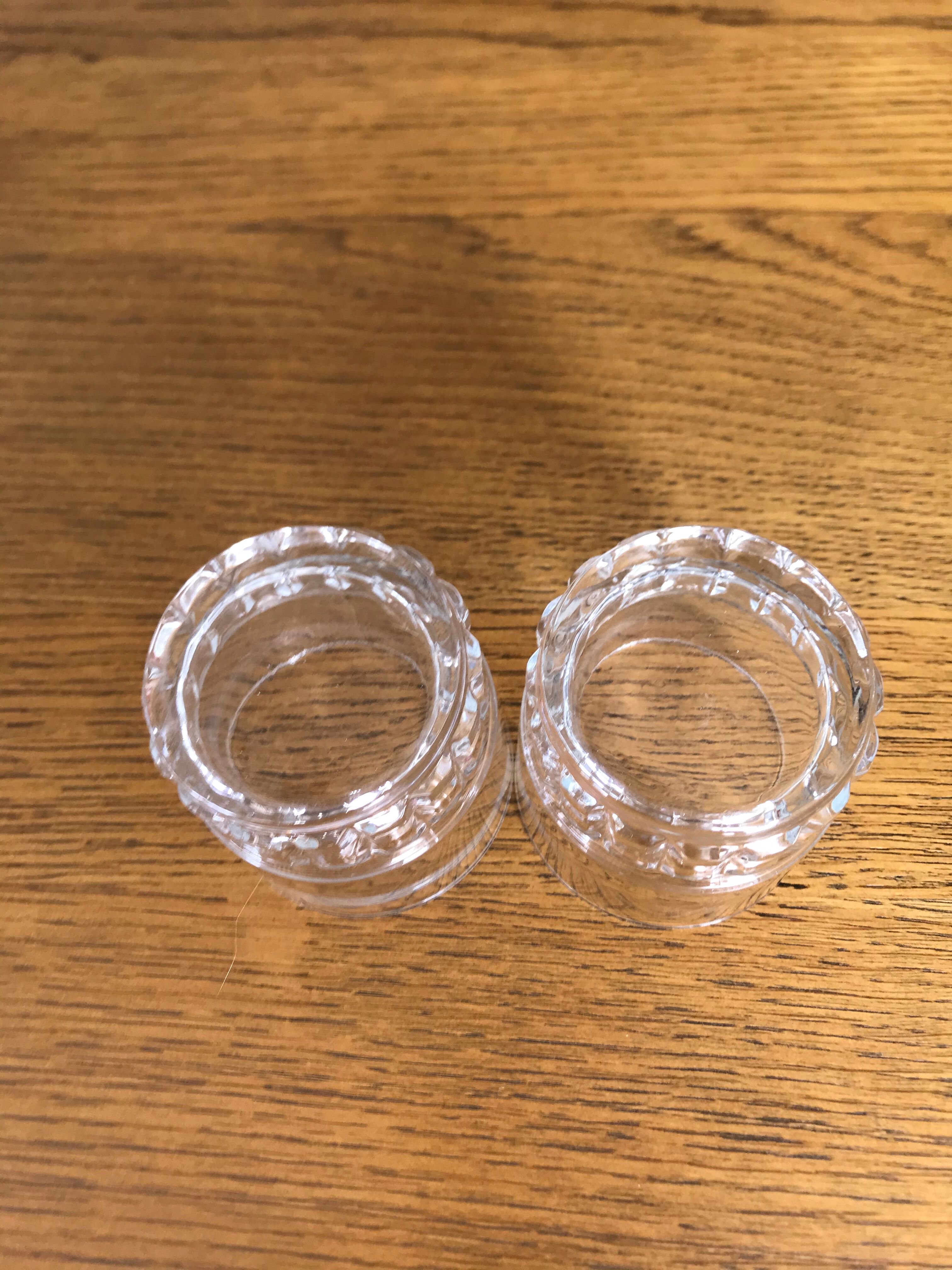Mismatched decanter and whiskey glasses