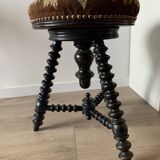 Antique Vintage Wooden Napoleon III Piano Stool