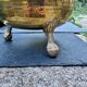 Large solid brass lion cache pot Art Nouveau