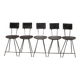 Set of 5 chairs in wood and black lacquered metal