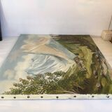 Large mountain landscape painting oil on canvas signed