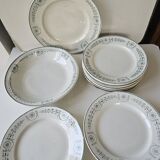 Set of 8 plates, 2 dishes, 2 compotiers - KG Lunéville Laetitia decoration