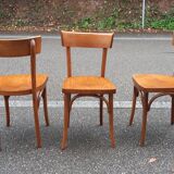 Set of 3 curved wood bistro chairs