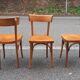 Set of 3 curved wood bistro chairs