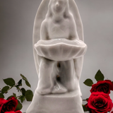 Bénitier religieux en biscuit/porcelaine représentant un ange