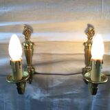 Pair of applique 1 bronze lights