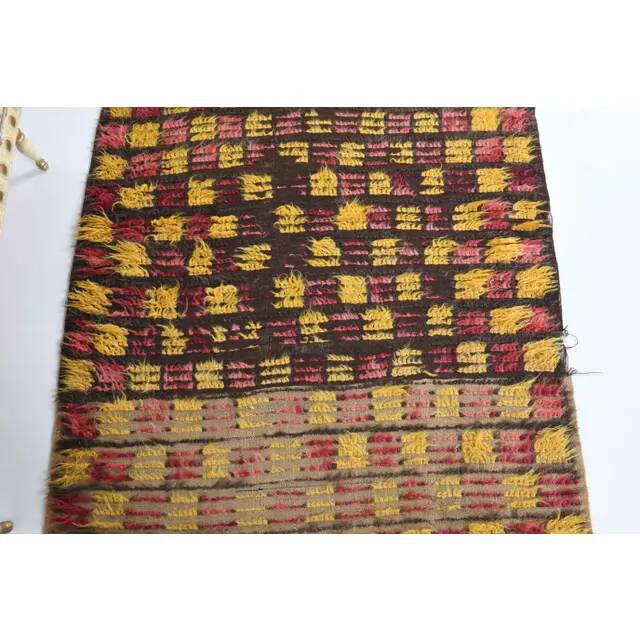 Vintage Turkish Hand-Knotted Wool Cotton Yellow Kilim Runner Rug 136x307