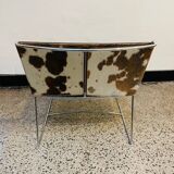 Chromed Fil armchair with fur seat by Pascal Mourgue for Ligne Roset, 1990s