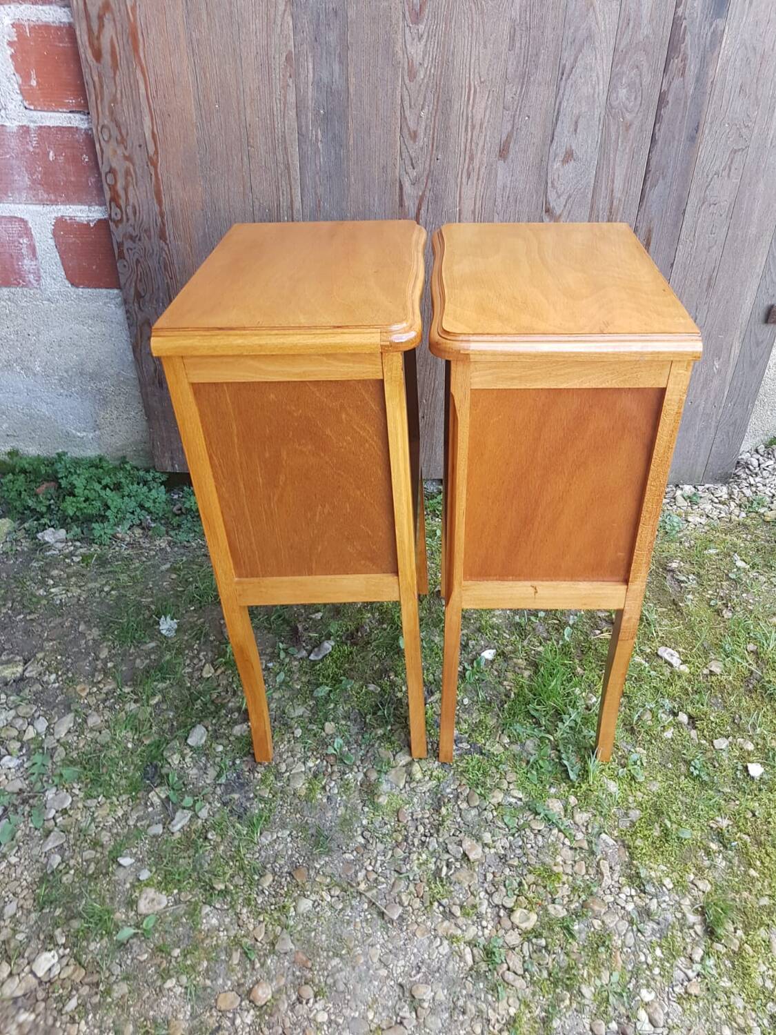 Pair of bedside nightstands with vintage wooden case