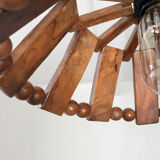 Suspension lamp in wood and vintage pearl