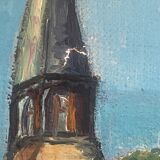 Oil on canvas, Breton scene, Breton village, signed Le Hellocq, Pont Aven